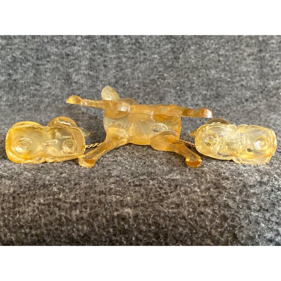 VTG Doe Fawns Big Ear Deer Figurines Yellow chains Lucite Hong Kong Christmas - Picture 9 of 9